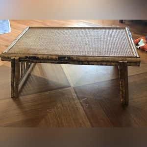 Vintage bamboo and rattan bedside folding table